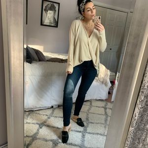 Flowy cream low cut oversized sweater